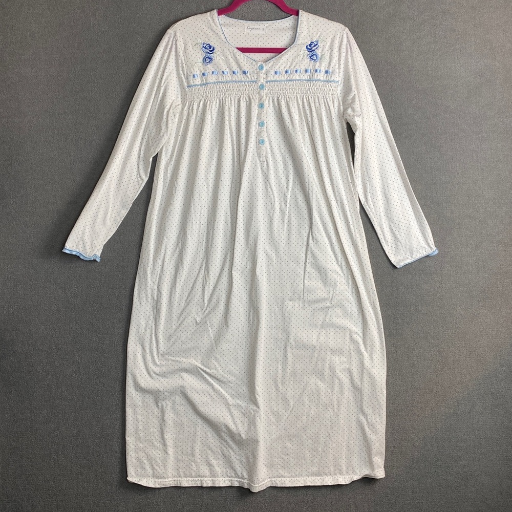 Keyocean polka dot long sleeve feminine Nightgown size S